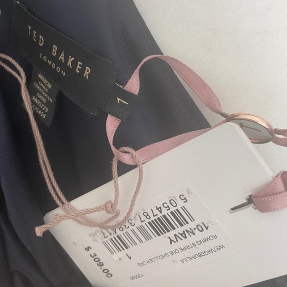 TED BAKER One Shoulder Rowing Stripe Dress - Picture 5 of 7